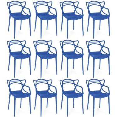 Imagem de Kit 12 Cadeiras de Jantar Allegra Prática Empilhável - Azul Petróleo -