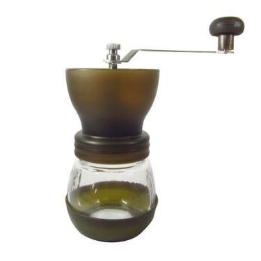 Imagem de Moedor de café manual de vidro 80g 19cm - Livon, MARROM
