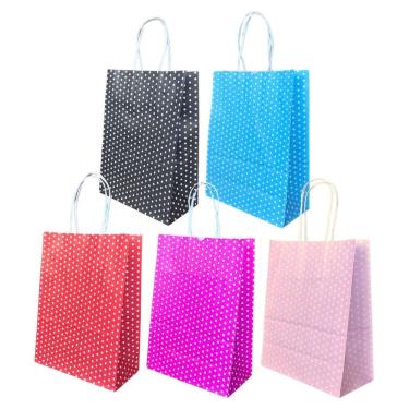 Imagem de Sacola Papel Kraft Para Presente Produtos Bolinhas 18X9X22Cm