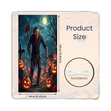 Imagem de Banner De Porta De Halloween 72x35 Polegadas Poliéster Fantasma Hospit