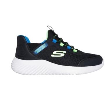Imagem de Tenis Infantil Menino Skechers 403822l/Nvbl Brisk Burst, Preto, Azul, 