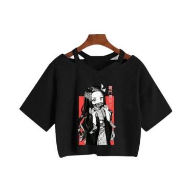 Imagem de Camiseta Feminina Demon Slayer Nezuko Kimetsu No Yaiba Crop Top Tanjir