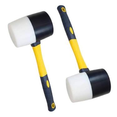 Imagem de Martelo Borracha Kit 2 Uni Assentar Piso Ceramica Chao Cabo Ergonomico