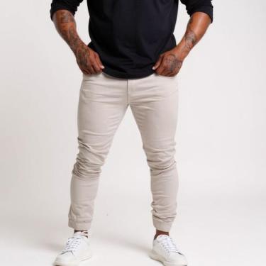 Imagem de Calça Jogger Masculina De Sarja Com Punho Cordão De Regulagem - Volgue