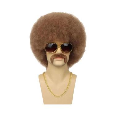 Imagem de Peruca Sintética Afro Cacheada Masculina Anos 70 E 80 Para Festa Disco