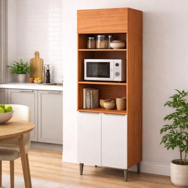 Imagem de Paneleiro Torre Quente com 3 Portas Luana Cinamomo Branco Aramóveis