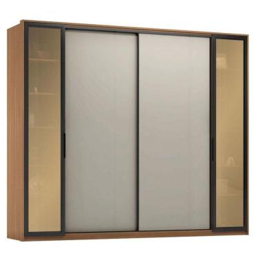 Imagem de Guarda Roupa Casal Laredo D44910k Amêndola Touch Nude Com Portas De Vidro Reflecta -demartez