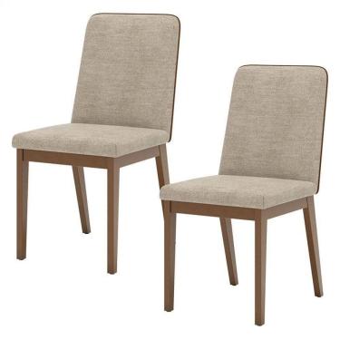 Imagem de Cadeira Para Mesa De Jantar Pietra Kit 02 Peças Corano Caramelo Creme - Henn