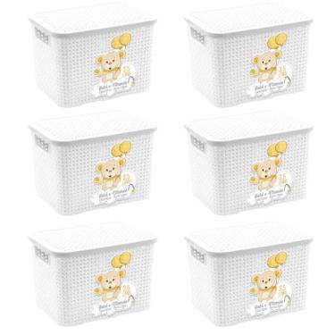 Imagem de Kit 6un Caixa Organizadora Infantil 3,5L Branco Bebê & Mamãe - Monte L