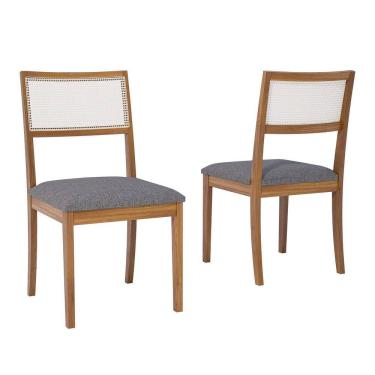 Imagem de Conjunto 2 Cadeiras para Sala de Jantar em Madeira Tauari Pequi MADEIRA/LINHO GRAFITE