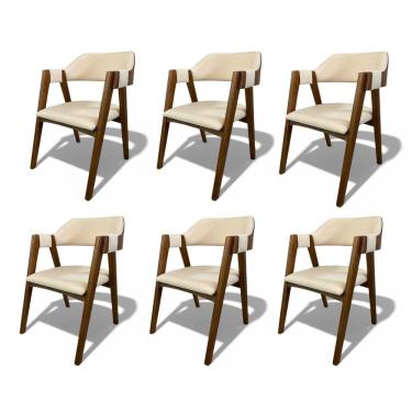 Imagem de Kit 6 Cadeiras Bali Madeira Maciça Yescasa Pinhão