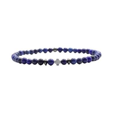 Imagem de Pulseira Masculina De Contas Pequenas De 4mm Com Pedra Howlite Vermelh