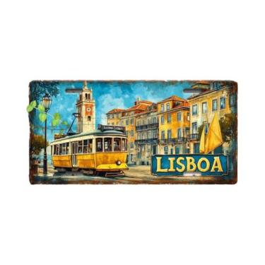 Imagem de Placa De Alumínio Vintage Do Tramvai De Lisboa 11.8x5.9, Placa De Meta