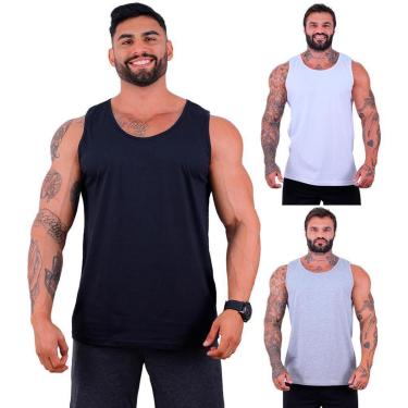 Imagem de Kit 3 Regatas Clássicas MXD Conceito Slim Cores Básicas e Mescladas Lisas-Masculino