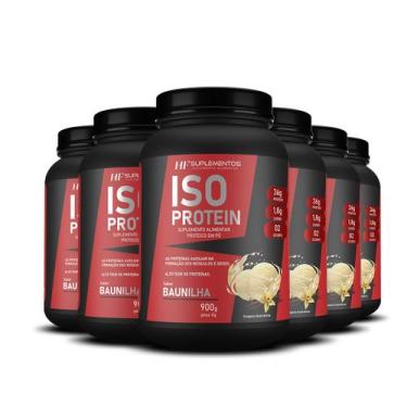 Imagem de 6x whey isolado protein baunilha 900g hf suplementos - HF SUPLEMENTS