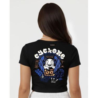 Imagem de (LANÇAMENTO) Baby Look Cyclone Cropped Urban Angel Metal, Preto, G