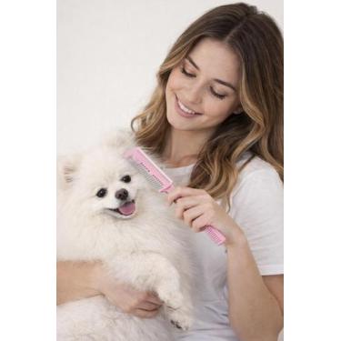 Imagem de Pente Com Navalha Para Caes Pet Corta E Penteia - FLUFFIE, ROSA