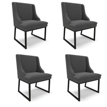 Imagem de Cadeira Sala de Jantar Industrial Preto kit 4 Liz Bouclê Grafite D03 -
