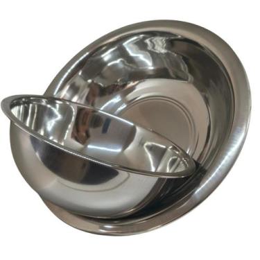 Imagem de Kit 2 Tigelas Bowl Aço Inox 30 e 40cm Bacia Grande Multiuso Combo Pote