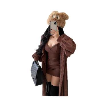 Imagem de Vestido Mini Bodycon Preto Y2K Retrô Com Renda E Alças Finas Para Mulh