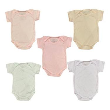 Imagem de Kit 10 Bodies M/curta Bebê Menina Caneladinho Liso Sophie -, Multicolo