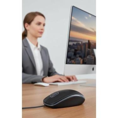 Imagem de Mouse USB Preto Silencioso Ambidestro para Profissionais - Congratulat