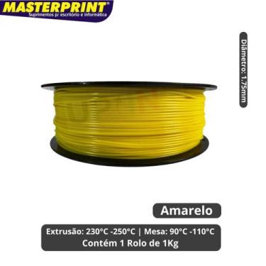 Imagem de Filamento 3D - ABS Premium Amarelo Rolo 1KG (1.75mm) - Masterprint