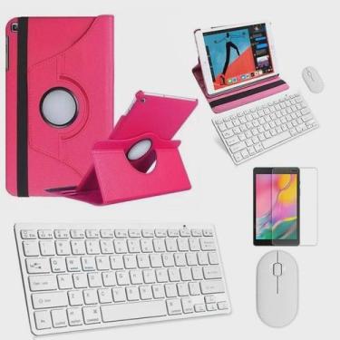 Imagem de Kit Capa 360 Rosa / Teclado e Mouse branco e Película Compativel Galax