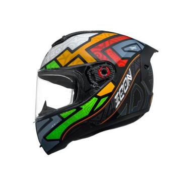 Imagem de Capacete Moto Peels Icon 23 Ekko Preto Vermelho Laranja Verd, 56