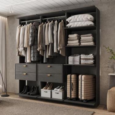 Imagem de Closet Modulado com 4 Gavetas Alasca Preto Touch Carraro