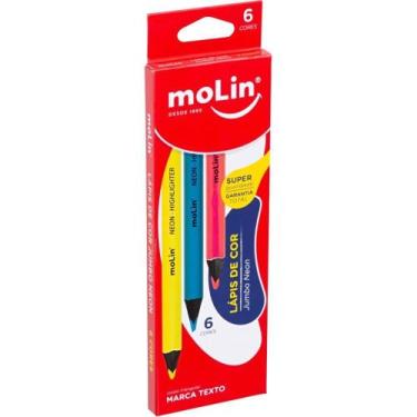 Imagem de Lapis de COR Jumbo Neon Marca Texto 6 Cores Estojo - Molin