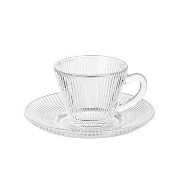 Imagem de Conjunto 6 Xícaras de Café Vidro Transparente com Pires - DOLCE HOME