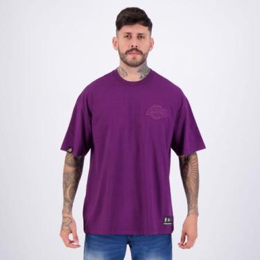 Imagem de Camiseta NBA Los Angeles Lakers Oversized Faux Emboss Roxa, M