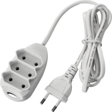 Imagem de Extensão Elétrica 2p 3 M 10 A Cabo Pp 3 Metros Bivolt Branco 127/220v 