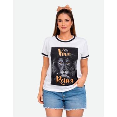 Imagem de Camiseta Básica Feminina Estampa Gospel Cristã Evangélica - 424, P