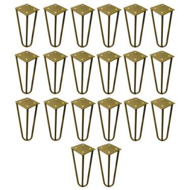 Imagem de Kit 20 Pés de Metal 15 CM Hairpin Legs Mesas de Centro Puffs Dourado G
