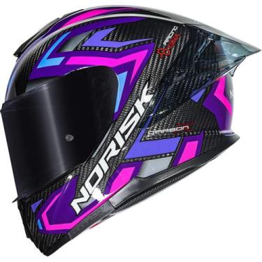 Imagem de Capacete Norisk Feminino Masculino Carbon R Spot Purple Pink + Viseira