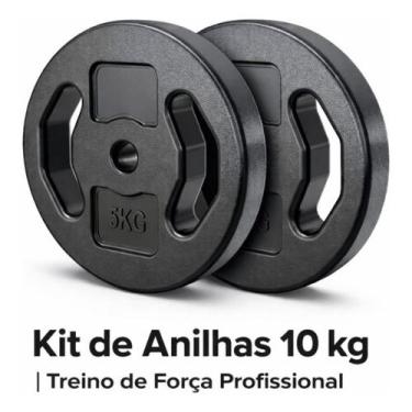Imagem de Kit 2 Anilhas 5kg (10kg) Musculação Peso Fitness Academia em Casa - No