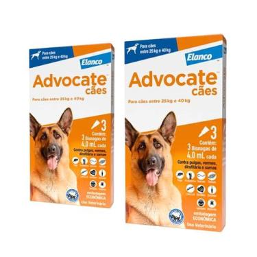 Imagem de 2 Elanco Advocate 4mL Multiproteção 3 Bisnagas Cães 2540kg  Pulgas, ve
