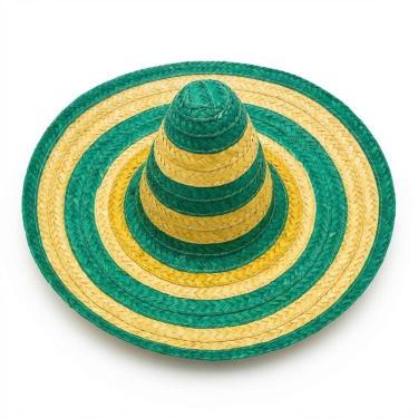 Imagem de Chapéu Palha Mexicano Brasil Super Grande Listrado Verde e Amarelo