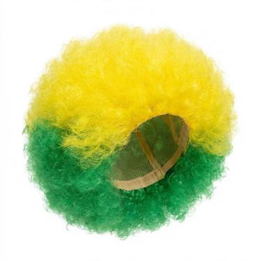 Imagem de Peruca Reivin Brasil Afro Verde Amarela Copa Festa Fantasia