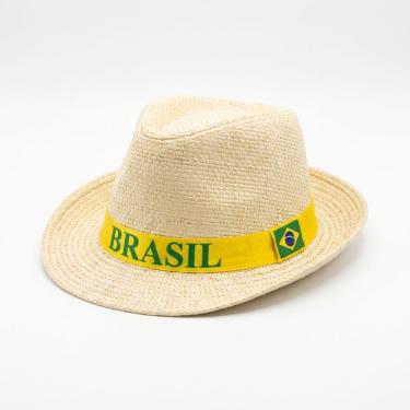 Imagem de Chapéu Panamá Palha Sintética Fita Brasil Bege