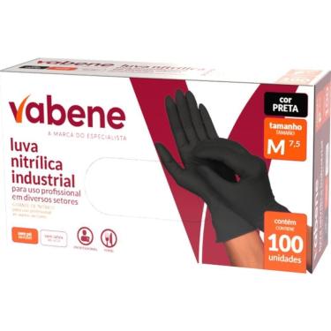 Imagem de Luva Nitrílica Tamanho m sem Pó Livre de Látex com 100 Unidades Preta Vabene