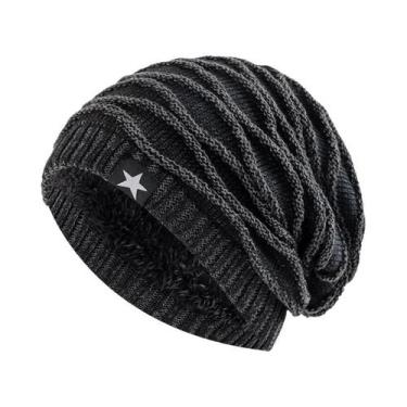Imagem de Gorro De Inverno Unissex Com Forro De Pelúcia, Quente, Tricotado, Com 