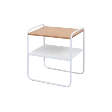 Imagem de Mesinha Lime Lateral Sala Sofá Cama Decor Branco - Studio Metal Madeir