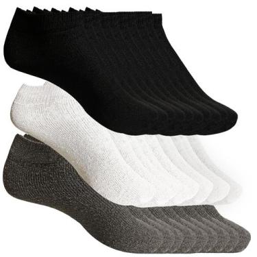 Imagem de Kit Pares de Meias Soquete 37 ao 43 Sapatilha Cano Curto Masculina Fem