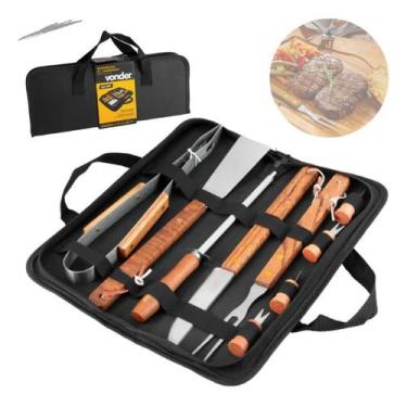 Imagem de Kit Jogo De Churrasco 10 Peças Inox Dia Dos Pais Aniversário Presente 