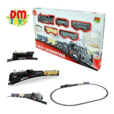 Imagem de Trem Pista Locomotiva Trenzinho Ferrorama Brinquedo Luz Som - DM Toys