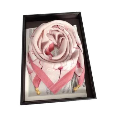 Imagem de Lenço De Seda Luxuoso Feminino Com Fivela Magnética, Estampado, Quadra