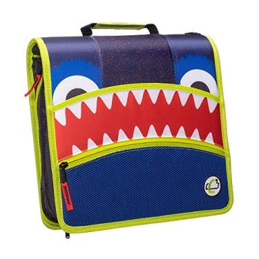 Imagem de Pasta com zíper Case-it Mighty Zip Tab Monster Eye, anel de vedação de 7,6 cm com arquivo expansível de 6 abas, azul marinho